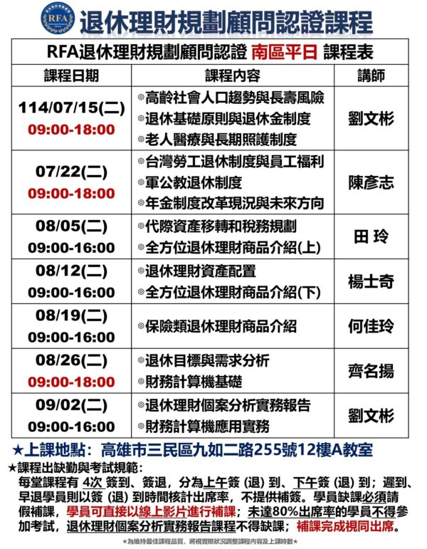 114/07/15(二)開課-南區平日班：圖片 2